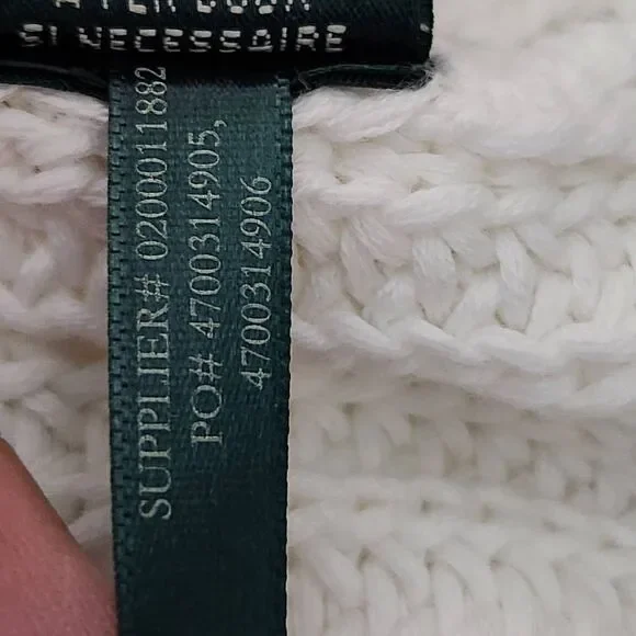 Lauren Ralph Lauren LRL crewneck cable knit sweater white cotton medium - Picture 7 of 7